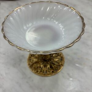 White and Gold Pedestal Dish
